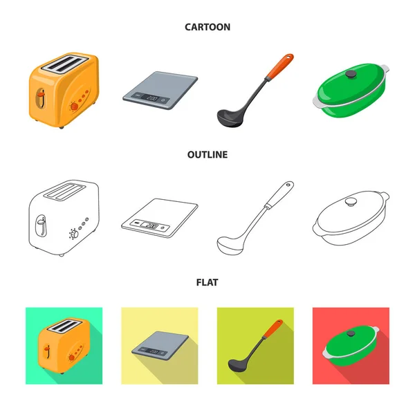 Isolerade objekt i köket och koka ikonen. Uppsättning av kök och apparaten lager vektorillustration. — Stock vektor