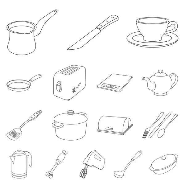 Isolated object of kitchen and cook sign. Set of kitchen and appliance stock symbol for web. — Stock Vector