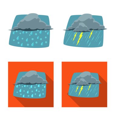 Hava ve iklim işareti vektör Illustration. Web için hava ve bulut hisse senedi simgesi kümesi.