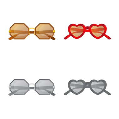 Gözlük ve güneş gözlüğü simgesi yalıtılmış nesne. Gözlük ve aksesuar hisse senedi vektör çizim koleksiyonu.
