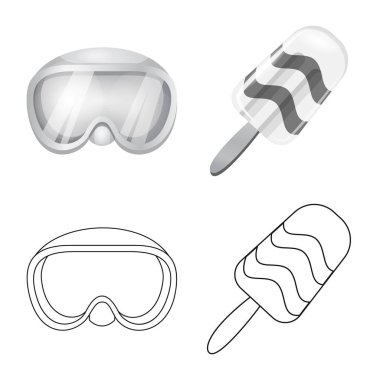 Ekipman ve yüzme simgesi yalıtılmış nesne. Ekipman ve etkinlik vektör simgesini hissenin koleksiyonu.