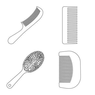 Fırça ve saç sembolü yalıtılmış nesne. Hisse senedi için fırça ve saç fırçası vektör simge topluluğu.