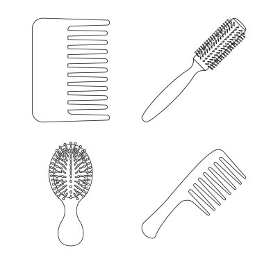 Fırça ve saç simge vektör Illustration. Web için fırça ve saç fırçası hisse senedi simgesi kümesi.