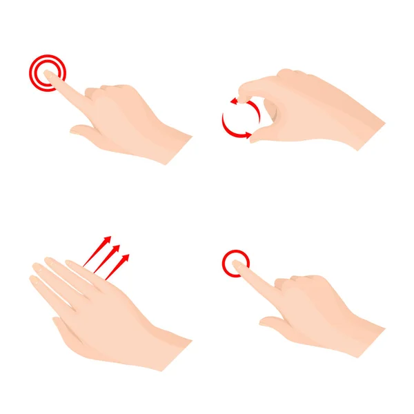 Objeto isolado de tela sensível ao toque e símbolo de mão. Conjunto de tela sensível ao toque e ilustração vetorial de estoque de toque . — Vetor de Stock
