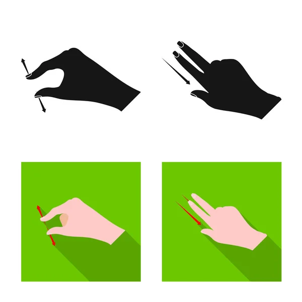 Diseño vectorial de pantalla táctil y logotipo de mano. Colección de pantalla táctil e ilustración de vector de stock táctil . — Vector de stock