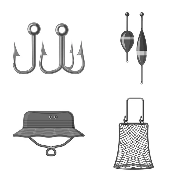 Illustrazione vettoriale del pesce e segno di pesca. Set di stock di pesce e attrezzature simbolo per il web . — Vettoriale Stock