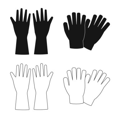 Eldiven ve kış simge vektör tasarımı. Eldiven ve ekipman hisse senedi vektör çizim topluluğu.