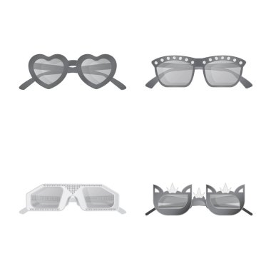 Gözlük ve güneş gözlüğü simge vektör tasarımı. Gözlük ve aksesuar hisse senedi vektör çizim.