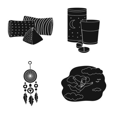 Rüyalar ve gece simge vektör tasarımı. Rüyalar ve yatak odası hisse senedi vektör çizim koleksiyonu.