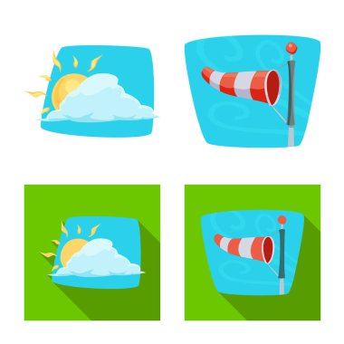 Hava ve İklim simge vektör tasarımı. Hava ve bulut hisse senedi vektör çizim seti.