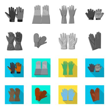 İzole işareti eldiven ve kış nesne. Hisse senedi için eldiven ve ekipman vektör simge kümesi.