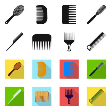 Fırça ve saç işareti yalıtılmış nesne. Web için fırça ve saç fırçası hisse senedi simgesi kümesi.