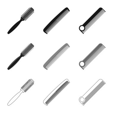 Fırça ve saç işareti vektör tasarımı. Hisse senedi için fırça ve saç fırçası vektör simge topluluğu.