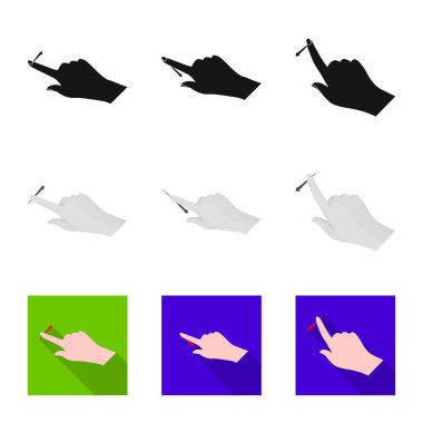 Vektör çizimi dokunmatik ve el işareti. Dokunmatik ekran ve dokunmatik hisse senedi simgesi için web topluluğu.