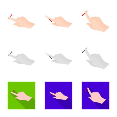 Vektör çizimi dokunmatik ve el işareti. Dokunmatik ekran ve dokunmatik hisse senedi simgesi için web topluluğu.