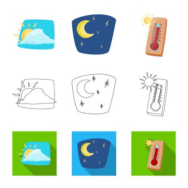 Hava ve İklim simgesi yalıtılmış nesne. Web için hava ve bulut hisse senedi simgesi kümesi.