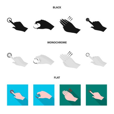 Dokunmatik ve el logo vektör tasarımı. Dokunmatik ekran ayarla ve stok için vektör simgeye dokunun.