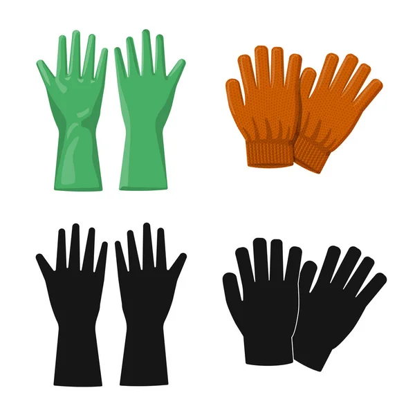 Vektor-Design von Handschuhen und Winterlogo. Sammlung von Handschuhen und Ausrüstung Vektor Illustration. — Stockvektor