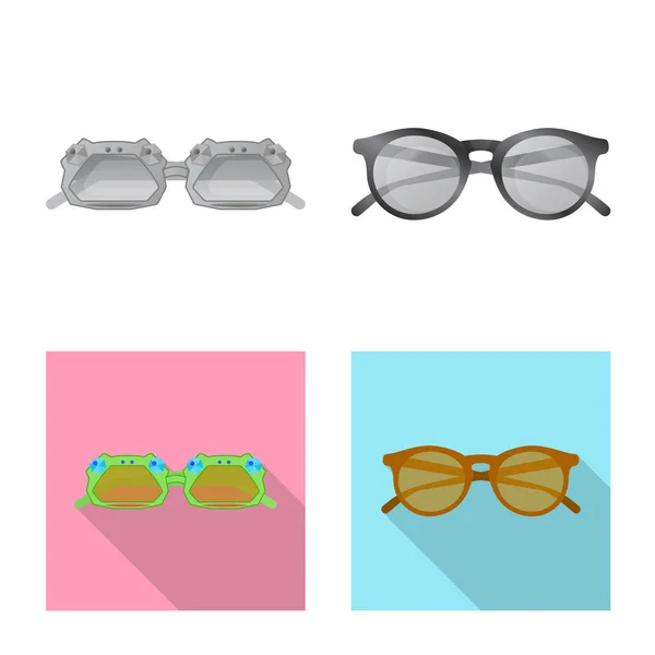 Elkülönített objektum szemüveg és napszemüveg szimbólum. Gyűjteménye szemüveg és tartozék készlet vektoros illusztráció. — Stock Vector