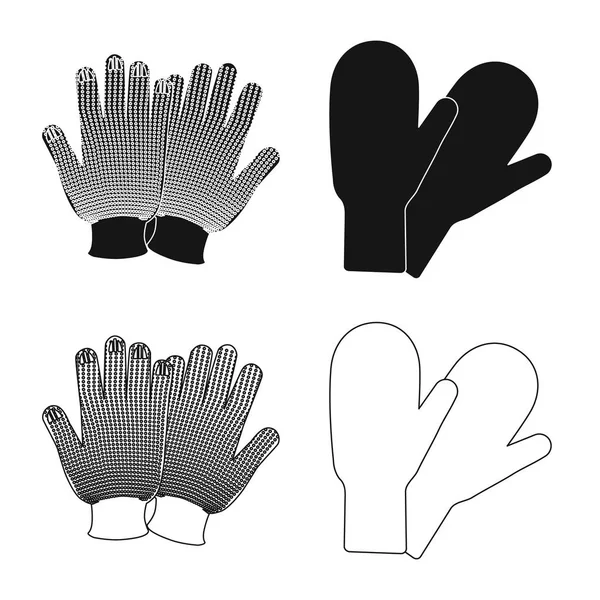 Objet isolé de gant et signe d'hiver. Collection de gants et de matériel stock symbole pour le web . — Image vectorielle