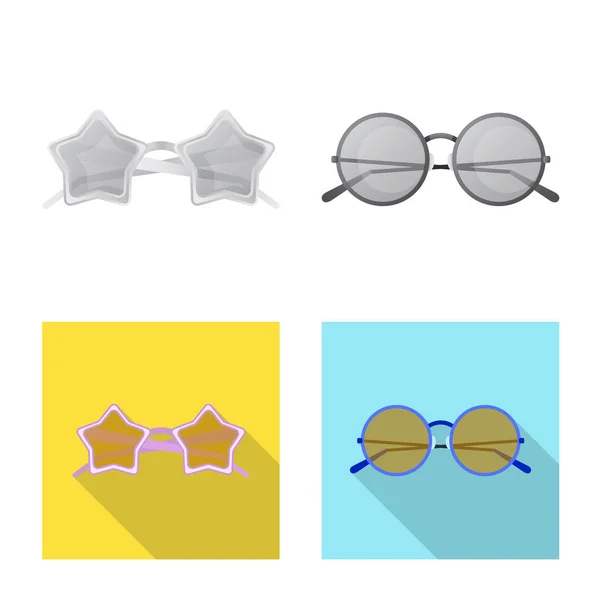 Oggetto isolato di occhiali e occhiali da sole segno. Collezione di occhiali e accessori stock symbol per web . — Vettoriale Stock