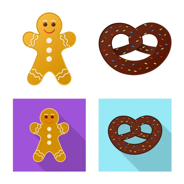 Geïsoleerde object van koekjes en bak teken. Collectie van biscuit en chocolade voorraad vectorillustratie. — Stockvector