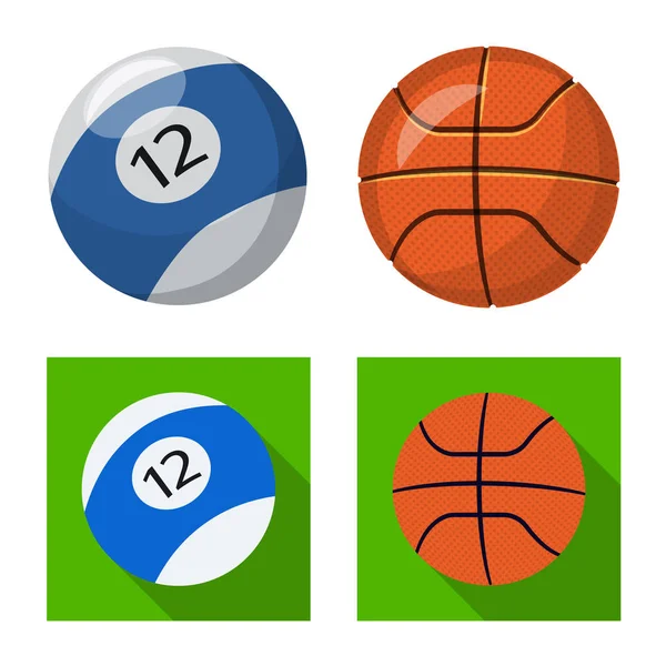 Векторная иллюстрация символа спорта и мяча. Коллекция спортивного и спортивного инвентаря . — стоковый вектор
