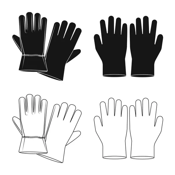 Vektor-Design von Handschuh und Winterschild. Set von Handschuhen und Ausrüstung Vektor Illustration. — Stockvektor