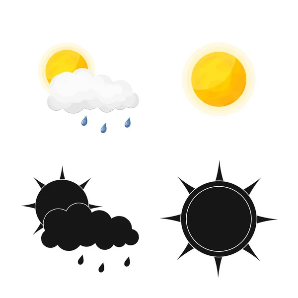 날씨와 기후 표시의 벡터 디자인입니다. 날씨와 구름 주식 벡터 일러스트 레이 션의 컬렉션. — 스톡 벡터