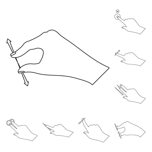 Vektorillustration von Touchscreen und Hand-Logo. Sammlung von Touchscreen und Touchvektorsymbol für Aktien. — Stockvektor