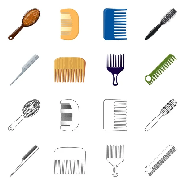 Isolated object of brush and hair sign. Collection of brush and hairbrush vector icon for stock. — Stock Vector