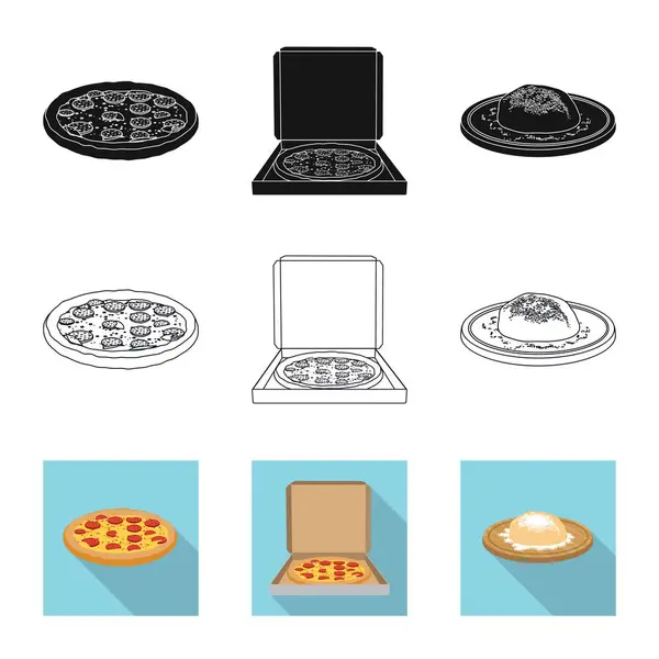 Ilustración vectorial de pizza y letrero de comida. Colección de pizza y italia stock vector ilustración . — Vector de stock