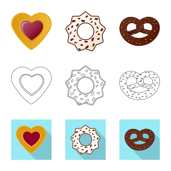 Ilustración vectorial de la galleta y el icono de hornear. Conjunto de galletas y chocolate símbolo de stock para web . — Archivo Imágenes Vectoriales