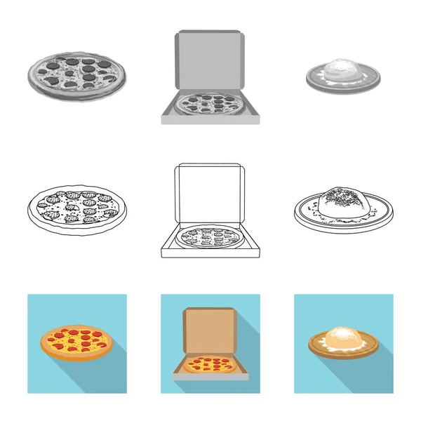 Objeto aislado de pizza y símbolo de comida. Conjunto de pizza y italia stock vector ilustración . — Vector de stock