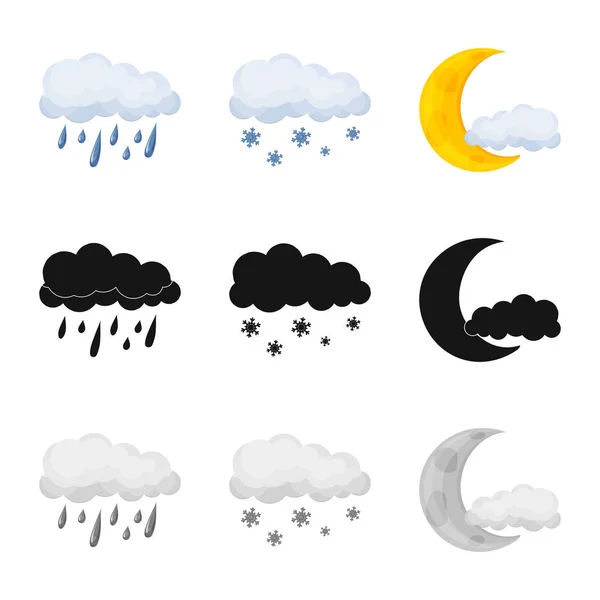 Vektor design av väder och klimat-logotypen. Uppsättning av väder och molnet vektor ikonen för lager. — Stock vektor