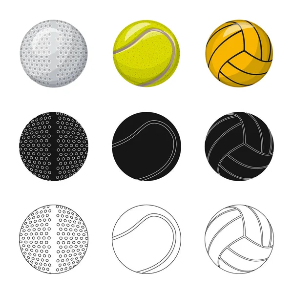 Objeto aislado de deporte y símbolo de pelota. Colección de deporte y símbolo de stock atlético para la web . — Vector de stock