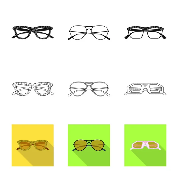 Isolé objet de lunettes et de lunettes de soleil icône. Ensemble de lunettes et icône vectorielle accessoire pour stock . — Image vectorielle