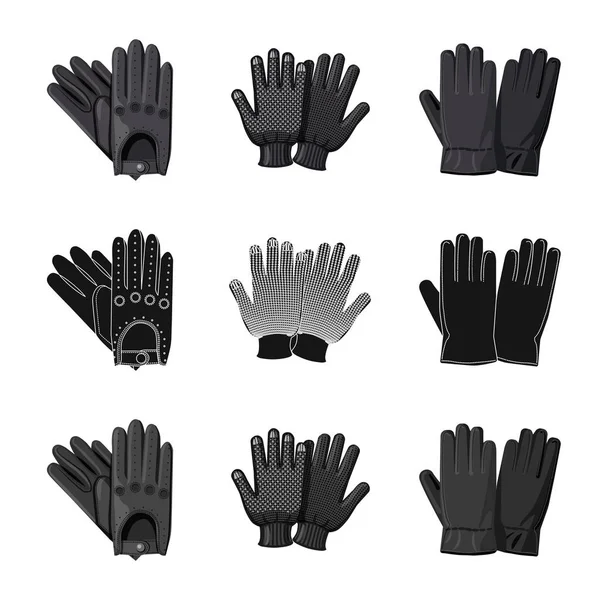 手套和冬季符号的孤立对象。手套和设备库存矢量图的收集. — 图库矢量图片