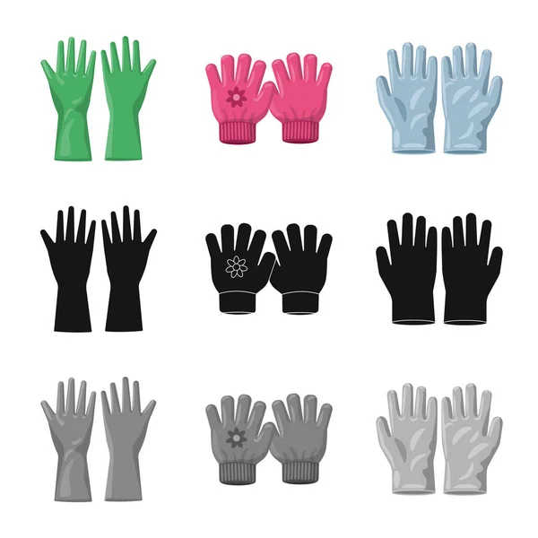 Векторная иллюстрация перчатки и зимнего знака. Набор перчаток и эмблемы запасов оборудования для веб . — стоковый вектор