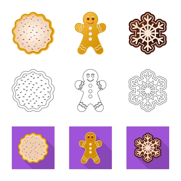 Изолированный объект из печенья и символ выпечки. Набор векторных иллюстраций для печенья и шоколада . — стоковый вектор