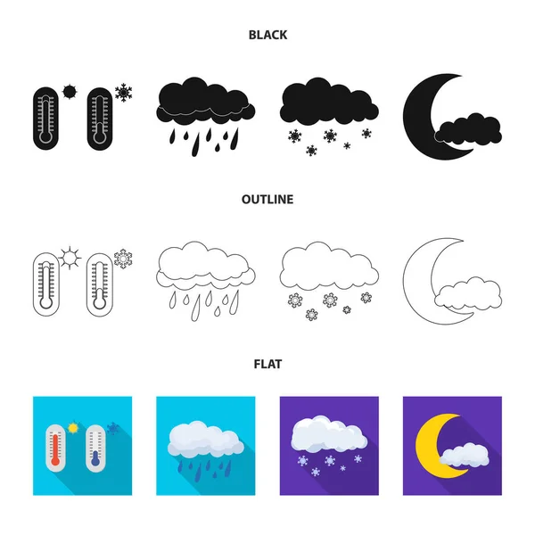 날씨와 기후 상징의 벡터 디자인입니다. 날씨와 구름 주식 벡터 일러스트 레이 션의 컬렉션. — 스톡 벡터