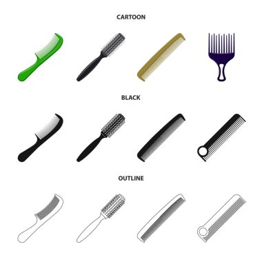 Fırça ve saç simgesi yalıtılmış nesne. Hisse senedi için fırça ve saç fırçası vektör simge topluluğu.