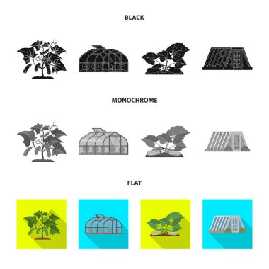 Sera ve bitki logo vektör tasarımı. Sera ve Bahçe hisse senedi simgesi web için set.