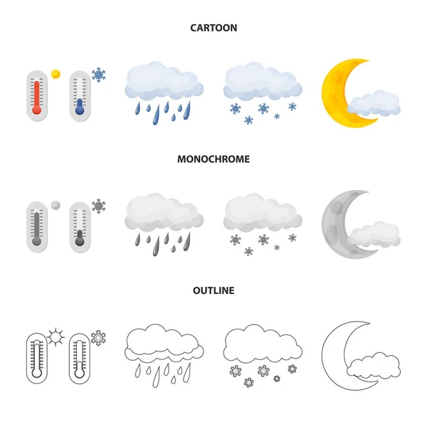 날씨와 기후 로고의 고립 된 개체입니다. 웹에 대 한 날씨와 구름 주식 기호 집합. — 스톡 벡터