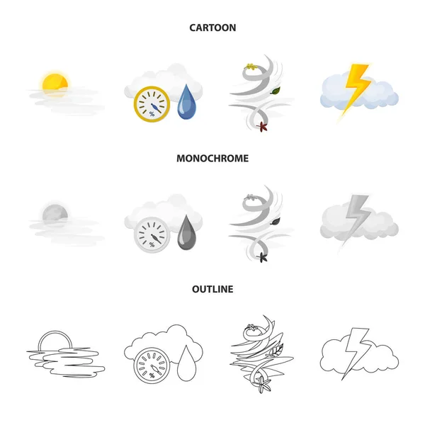 Izolovaný objekt počasí a klimatu Sign. Kolekce z počasí a cloud vektorové ilustrace. — Stockový vektor