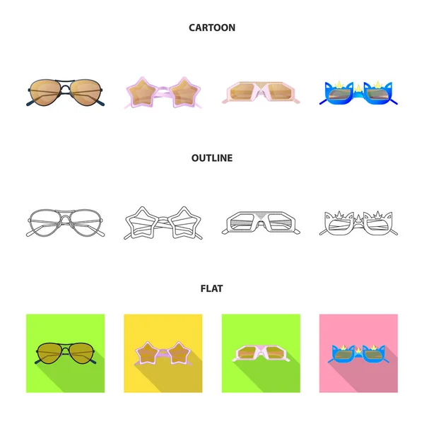 Isolé objet de lunettes et de lunettes de soleil signe. Collection de lunettes et icône vectorielle accessoire pour stock . — Image vectorielle