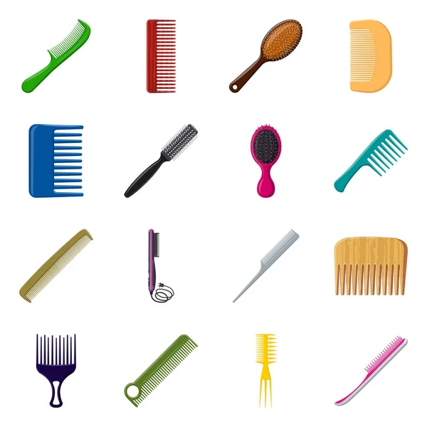 Vector illustration of brush and hair logo. Collection of brush and hairbrush vector icon for stock. — Stock Vector