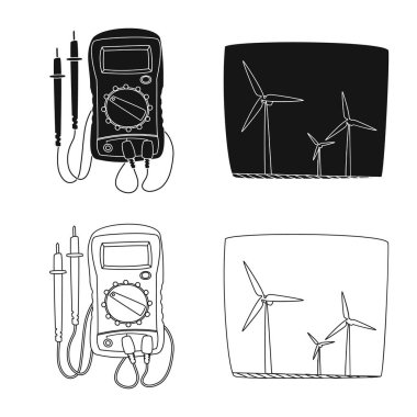 Elektrik ve elektrik işareti yalıtılmış nesne. Elektrik ve enerji hisse senedi vektör çizim.