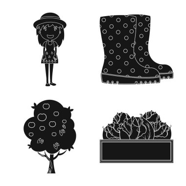 Çiftlik ve tarım simge vektör tasarımı. Çiftlik ve bitki hisse senedi vektör çizim topluluğu.