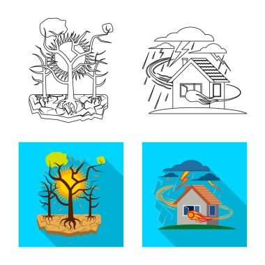 Doğal ve felaket simge vektör Illustration. Doğal kümesi ve web için risk hisse senedi simgesi.